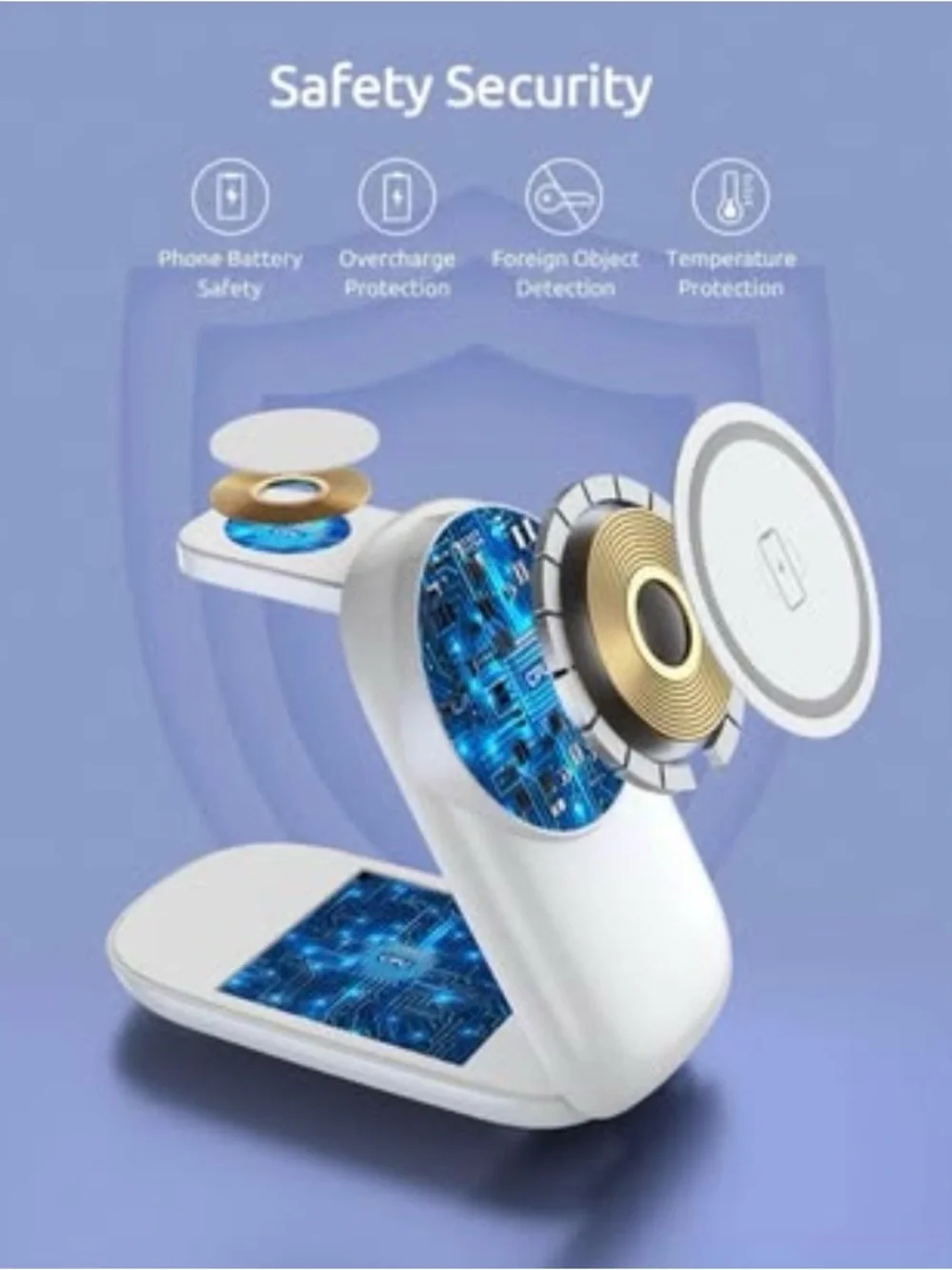 NEW - 3-in-1 Wireless Charging Station for iphone,Foldable Magnetic Stand
